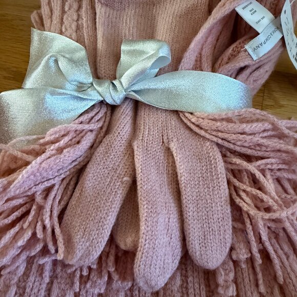 NWT New York & Company Dusty Pink Winter Scarf and Glove Set - Picture 2 of 10